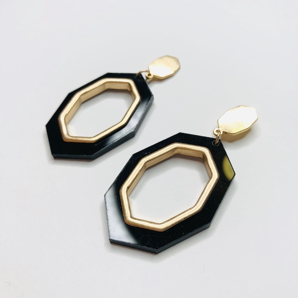 Kimora Celluloid Metal Octagon Hoop Dangle Earring - Picture 6 of 8